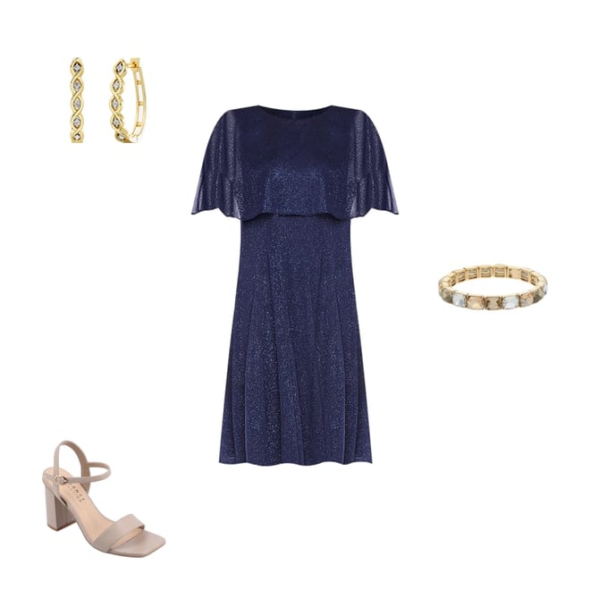 J Taylor Short Sleeve Fit + Flare Dress, Color: Navy - JCPenney