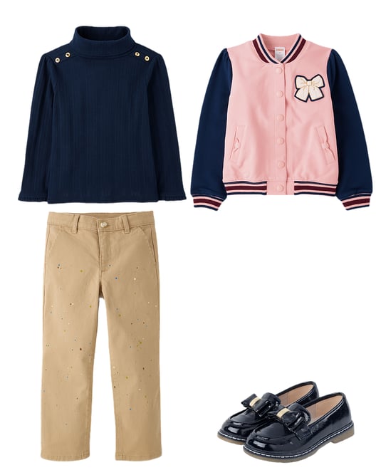 3rd bundle featuring 3 items which compliment Girls Button Pointelle Turtleneck Top