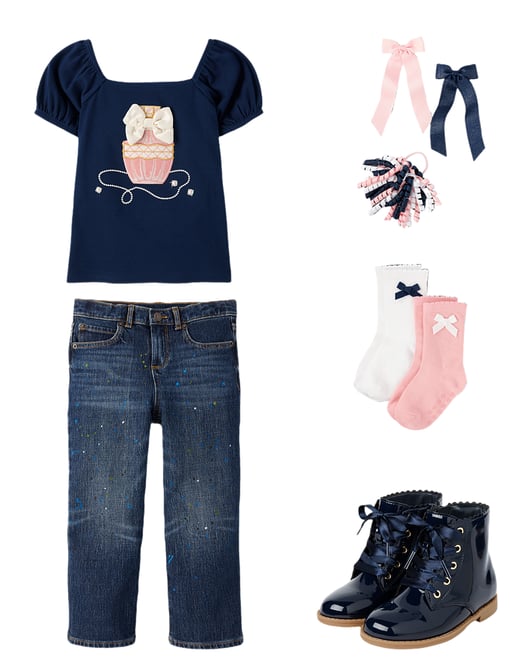 Girls Embroidered Short Sleeve Perfume Puff Sleeve Top
