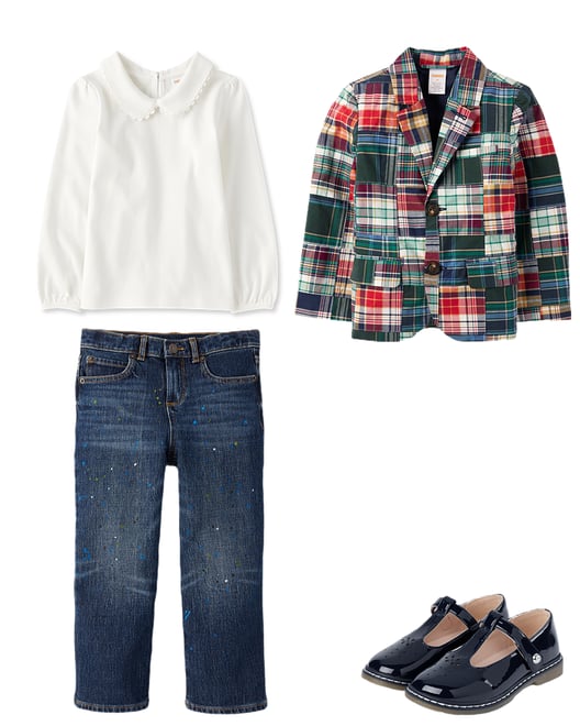 Kids Plaid Madras Poplin Blazer - Campus Cuties - Green