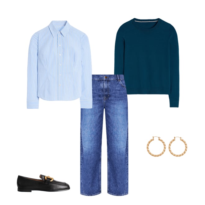 1st bundle featuring 4 items which compliment Emilia Cotton Crew Sweater-Harbour Blue