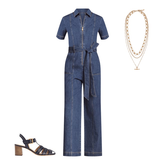 1st bundle featuring 2 items which compliment Zip Up Denim Jumpsuit-Mid Vintage
