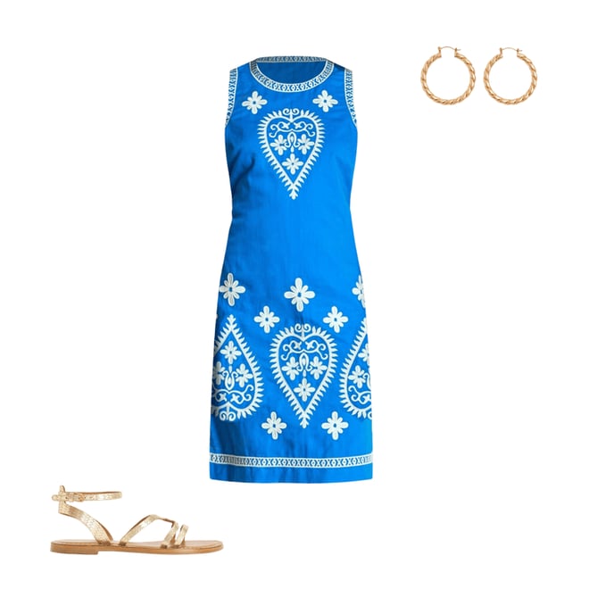 1st bundle featuring 2 items which compliment Embroidered Linen Shift Dress-Kingfisher Blue