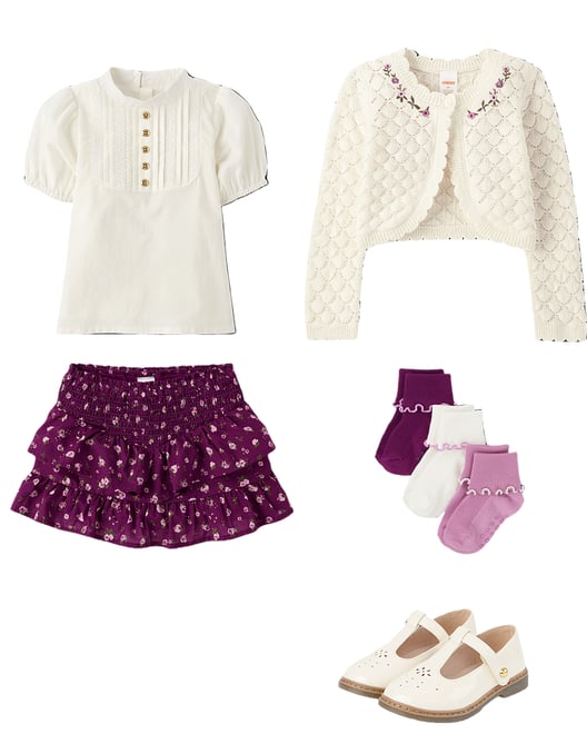 2nd bundle featuring 4 items which compliment Girls Floral Ruffle Skort