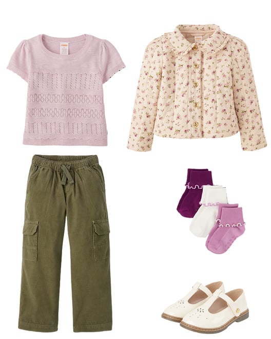 3rd bundle featuring 4 items which compliment Girls Scalloped Pointelle Sweater