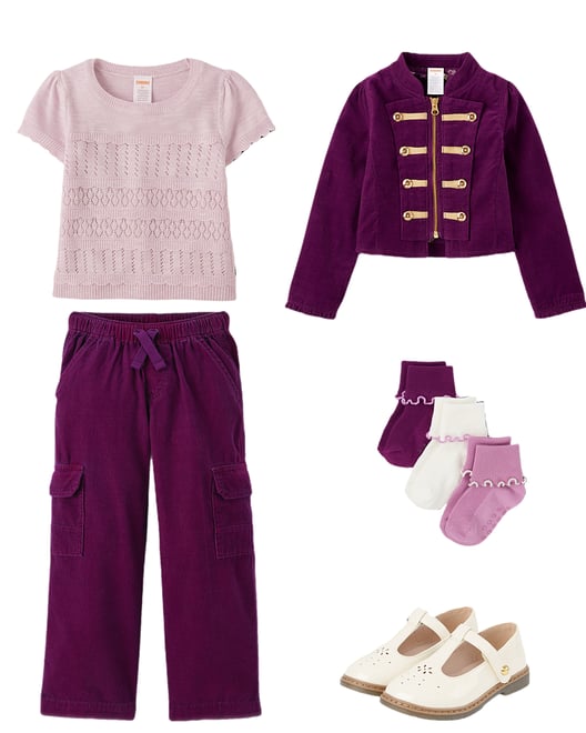 Girls Long Sleeve Button Corduroy Band Jacket - Magical