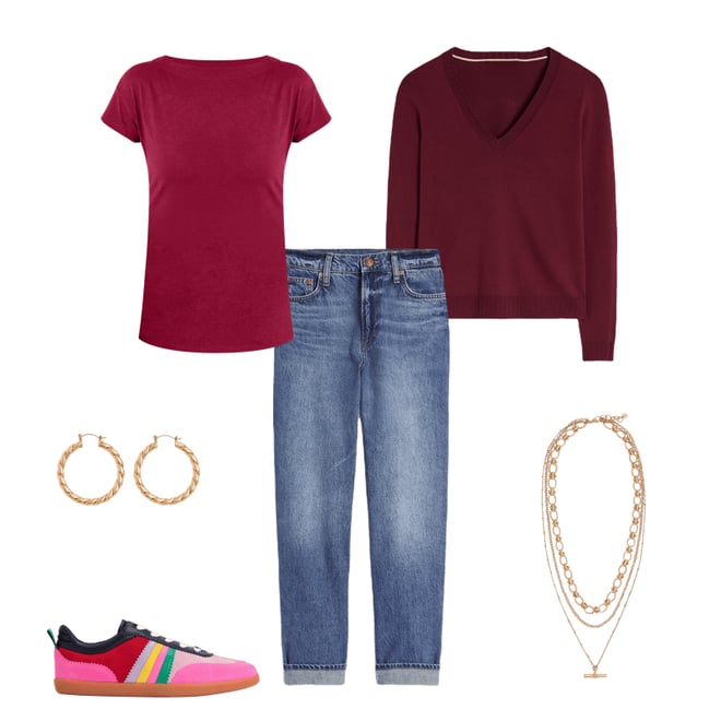 2nd bundle featuring 5 items which compliment Emilia Cotton V-Neck Jumper-Deep Wisteria