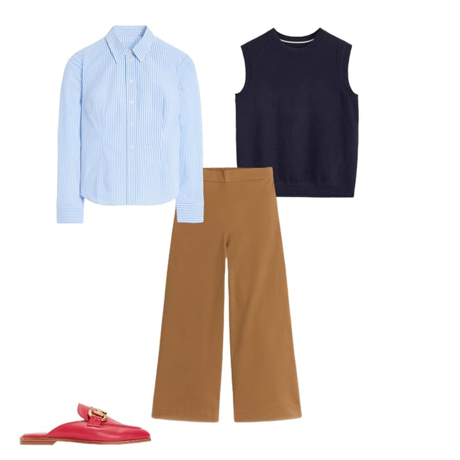 1st bundle featuring 3 items which compliment Pull-on Cropped Trousers-Hazelnut Brown