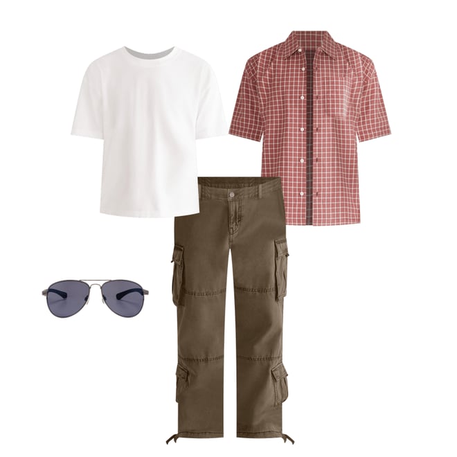 Short Sleeve Micro Plaid Boxy Shirt
