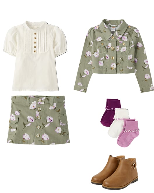 3rd bundle featuring 4 items which compliment Girls Floral Utility Jacket