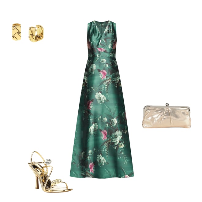 Kay Unger ケイアンガー 花柄ドレス Kay Unger Mikado Floral Print Strapless Neck Sleeveless