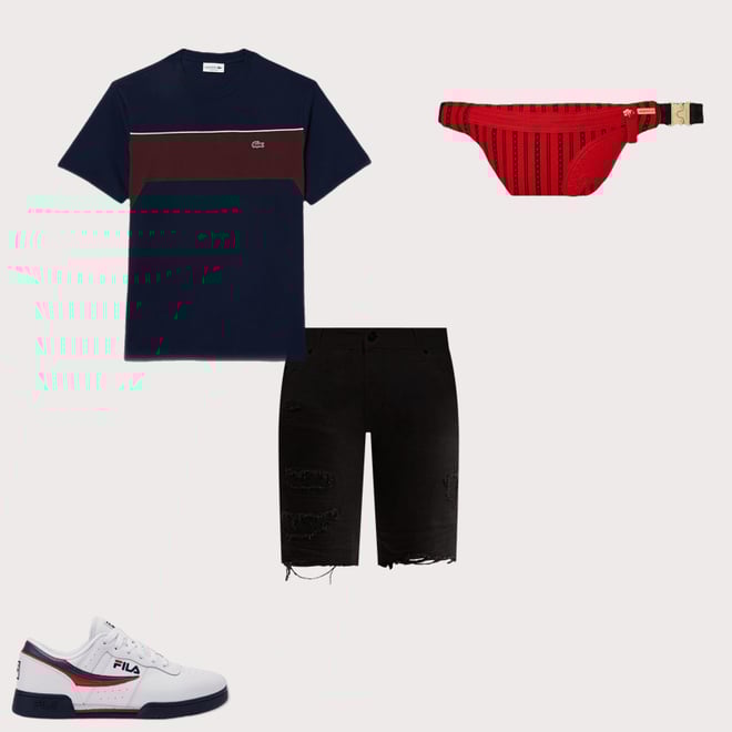 Lacoste Colorblock Navy/Maroon Tee