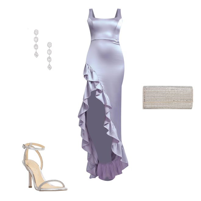 chinese dress ladies Rent Dress The Population Charlene Sage Ruffle Split Maxi Dress