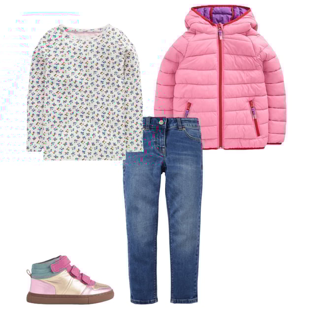 2nd bundle featuring 3 items which compliment Long Sleeve Pointelle Top-Soft Ivory Ditsy