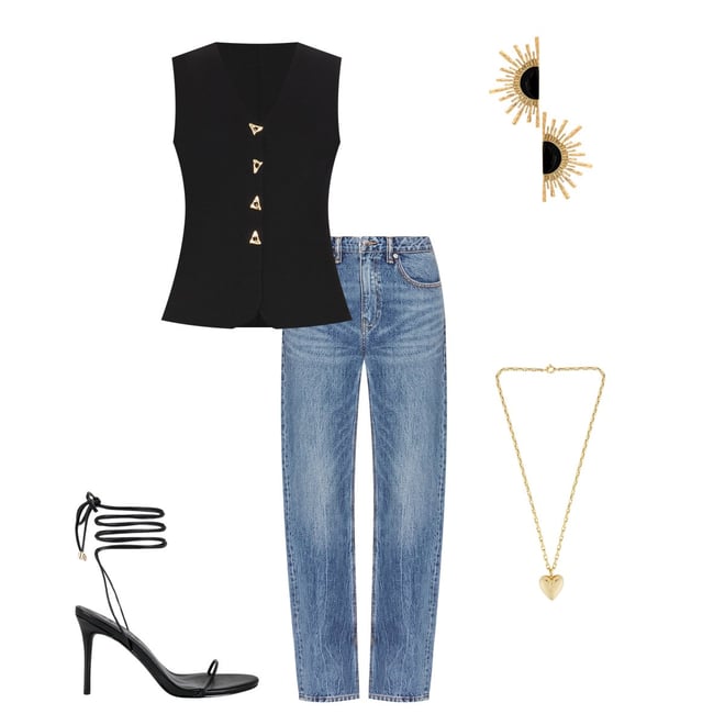 Slit Hem Jean Prestyle Hotfix Mesh Undie