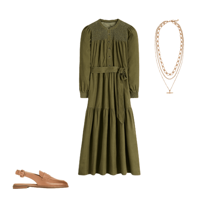 Cecily Cord Midi Dress-Woodland Green | Boden USA