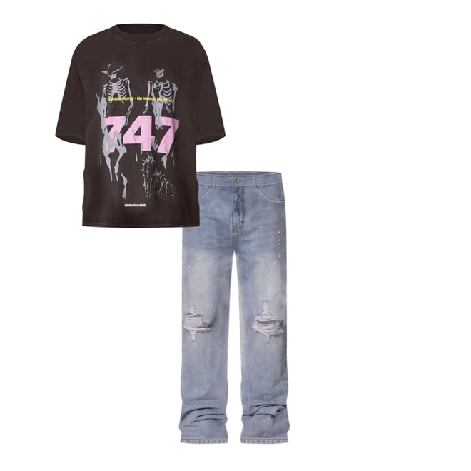 747 Zombie Country Printed Tee - Vintage Black | mnml | shop now