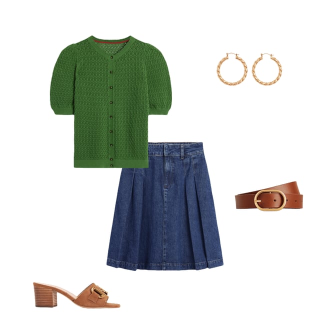 1st bundle featuring 4 items which compliment Dot Pointelle Cardigan-Iguana Green
