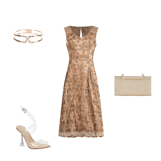 スカート ARMARIUM 'Livia' dress Livia Jolie By Le Bos V-Neck Sleeveless 3D Flower Mesh A