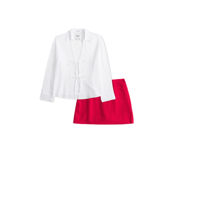 The A&F Scarlett Curve Love Linen-Blend Mini Skort