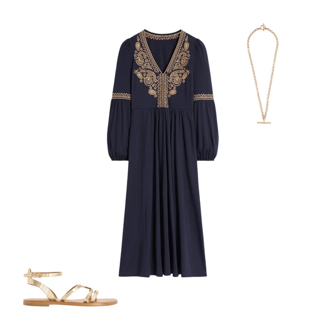 1st bundle featuring 2 items which compliment V-Neck Blouson Midi Dress-Navy