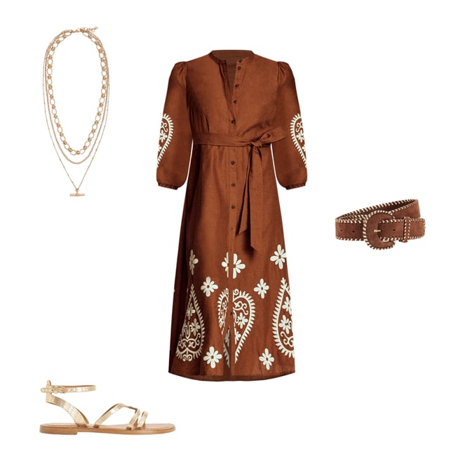 1st bundle featuring 3 items which compliment Mae Linen Blend Shirt Dress-Russet