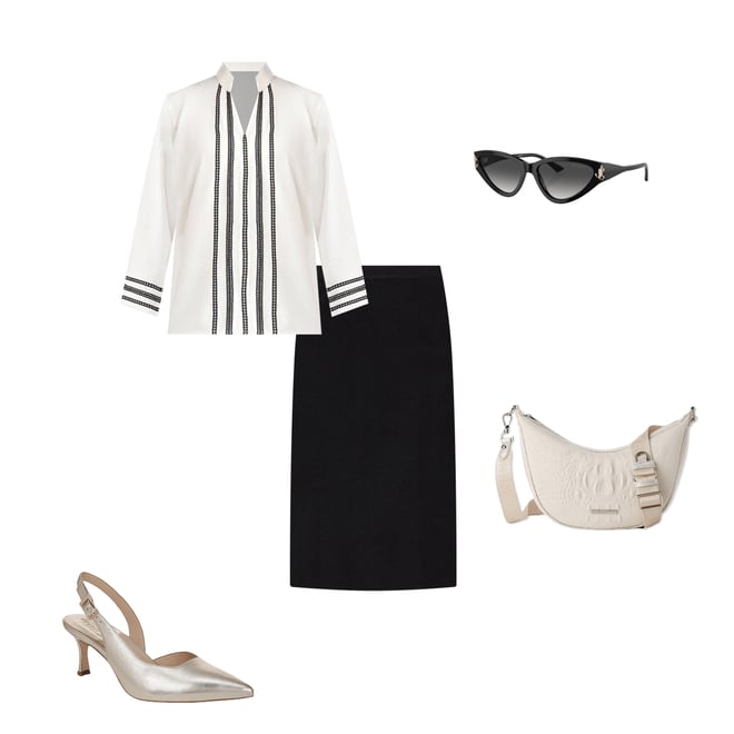 Ming Wang Elastic Waist Straight Knee Length Skirt | Dillard's