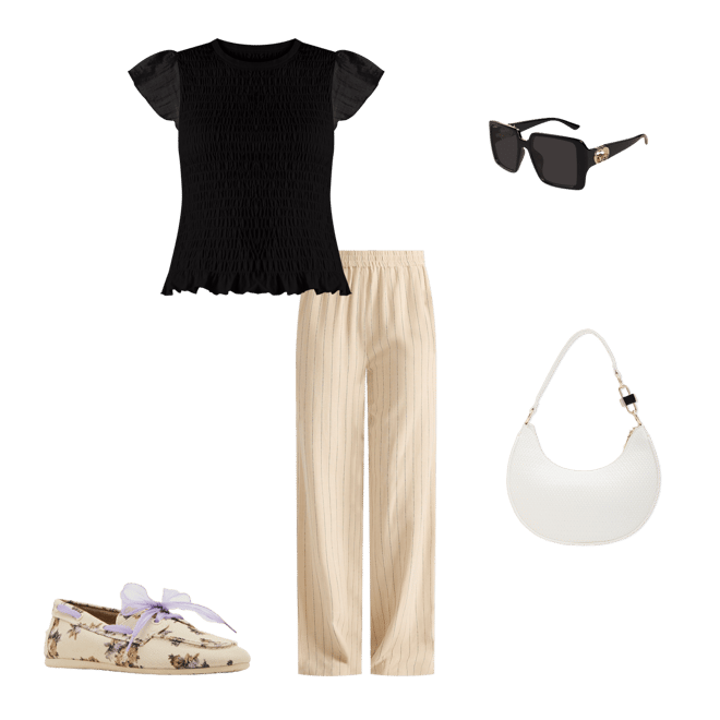 Steve Madden Cecilie Crew Neck Short Sleeve Smocked Peplum