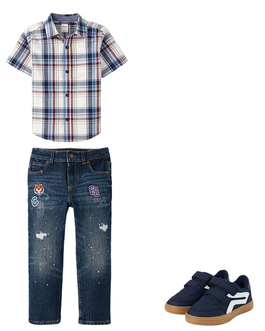 Boys Dad And Me Striped Button Up Shirt - Linen