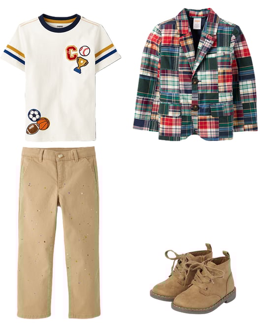 Kids Plaid Madras Poplin Blazer - Campus Cuties - Green