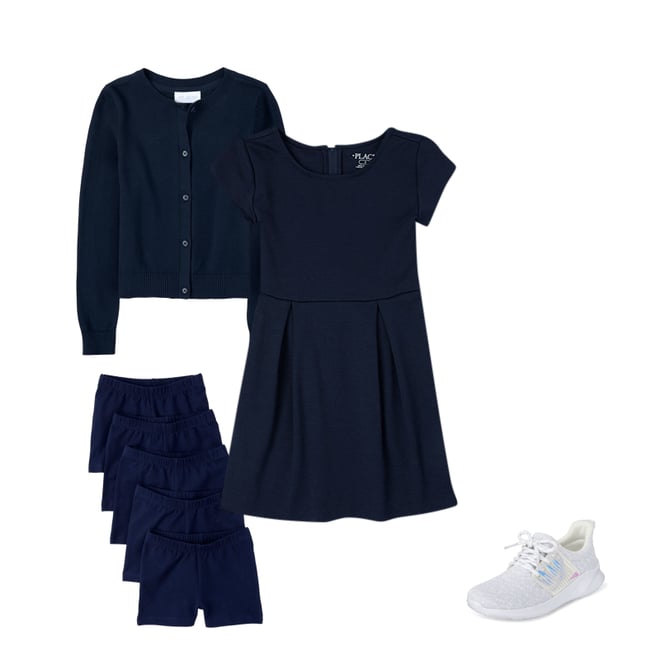Girls Uniform Short Sleeve Ponte Knit Skater Dress - BLUE | The Children's  Place