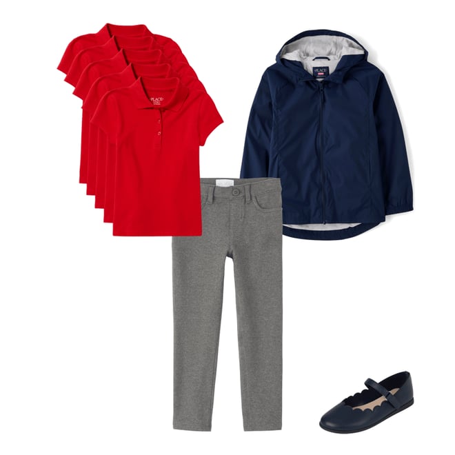 1st bundle featuring 3 items which compliment Girls Uniform Pique Polo 5-Pack