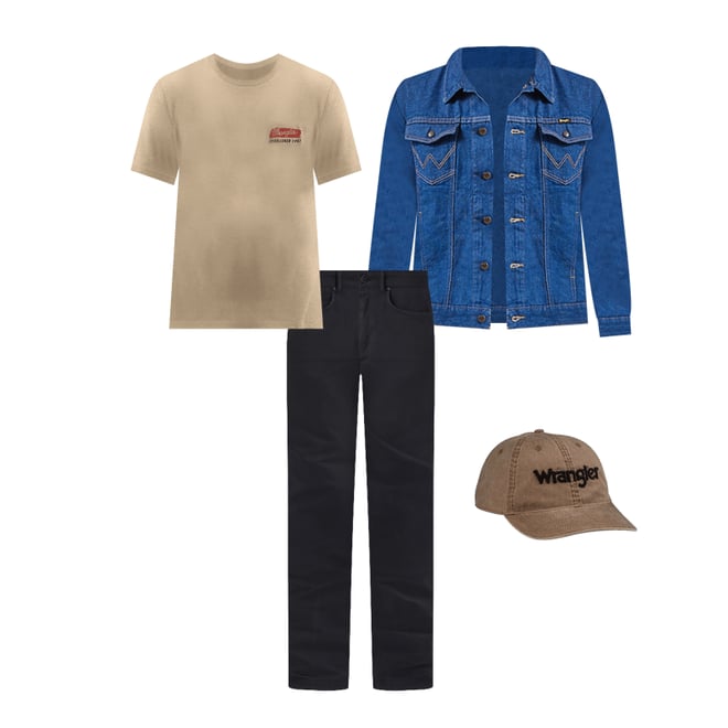 Men's Wrangler Bucking Cowboy Back Graphic T-Shirt in Trenchcoat LLC