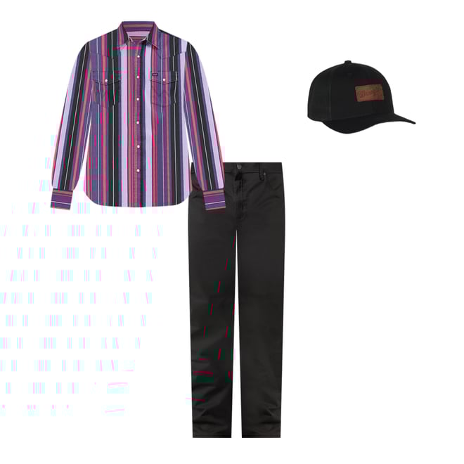 Vintage-Inspired Brushpopper Western Snap Workshirt in Violet Stripe