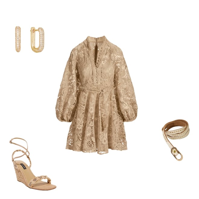 Paisley Lace A Line Boho Dress Cream