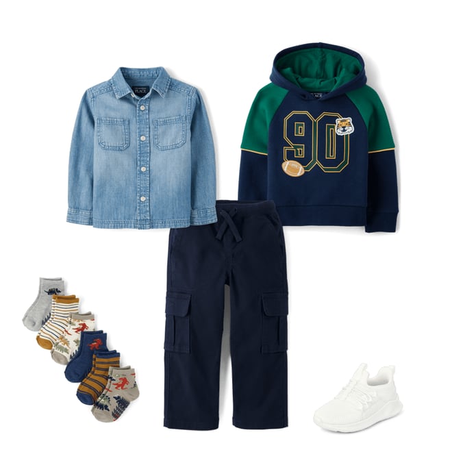 3rd bundle featuring 4 items which compliment Baby And Toddler Chambray Utility Button Up Shirt
