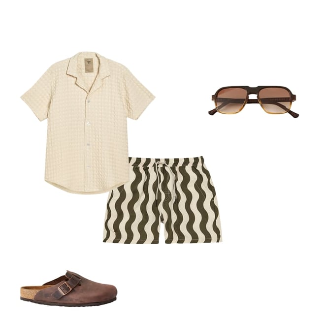 OAS Camp Collar Waffle Shirt - Ecru | Short Sleeve Shirts