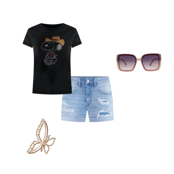 Peanuts® | Aéropostale Western Snoopy Rhinestone Boyfriend Graphic Tee