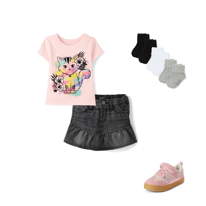 1st bundle featuring 3 items which compliment Baby And Toddler Girls Cat Graphic Tee