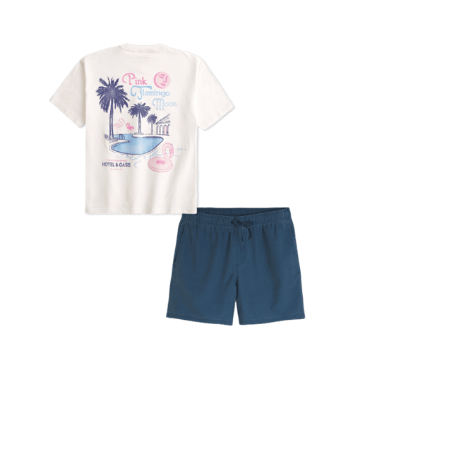 Boxy Pink Flamingo Moon Hotel Graphic Tee