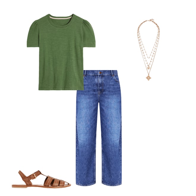 1st bundle featuring 3 items which compliment Cotton Puff Sleeve T-Shirt-Safari Green
