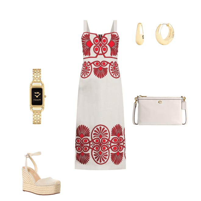 ふ 8/20までお取り置き　Penelope Dress Antonio Melani Penelope Linen Blend Scroll Print Sweetheart