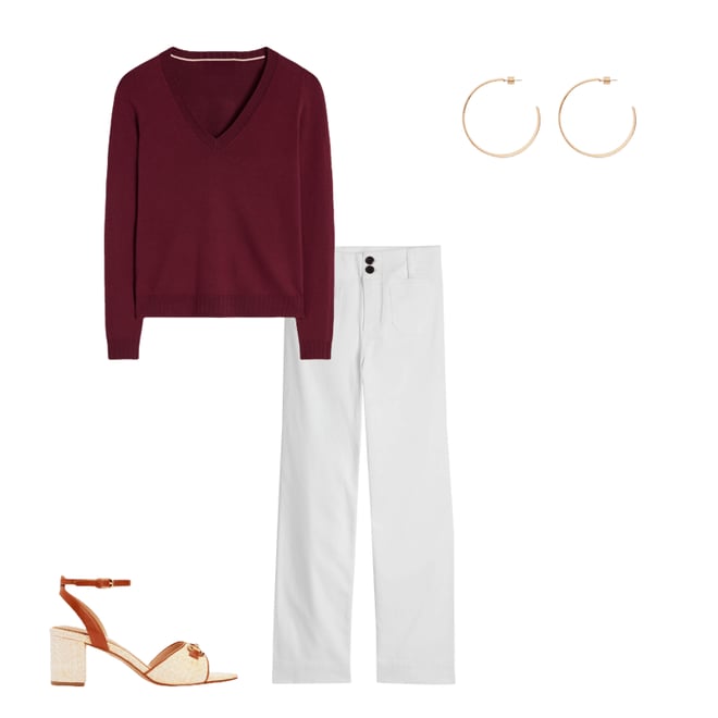 6th bundle featuring 3 items which compliment Emilia Cotton V-Neck Jumper-Deep Wisteria