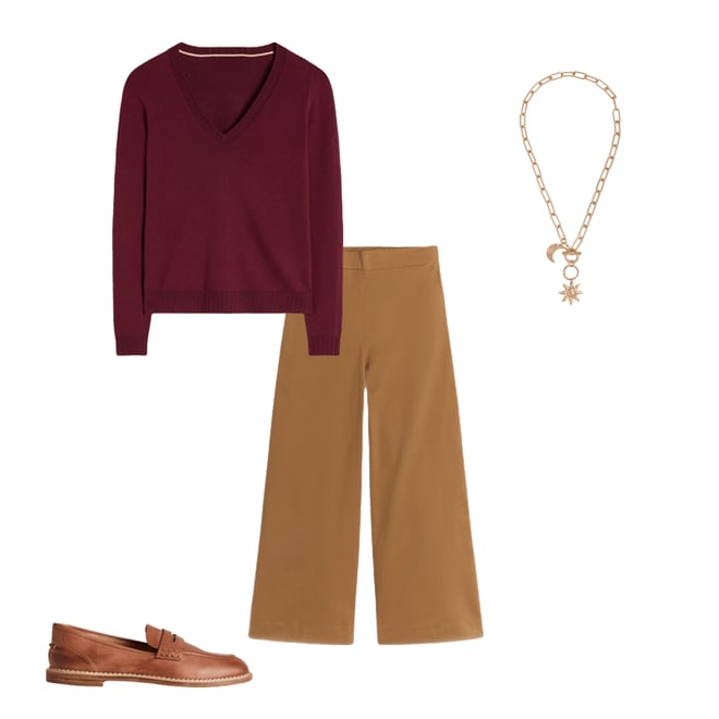 5th bundle featuring 3 items which compliment Emilia Cotton V-Neck Jumper-Deep Wisteria