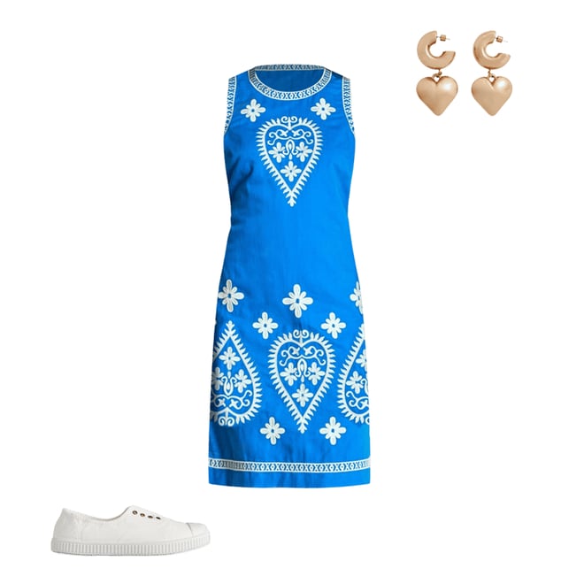 2nd bundle featuring 2 items which compliment Embroidered Linen Shift Dress-Kingfisher Blue