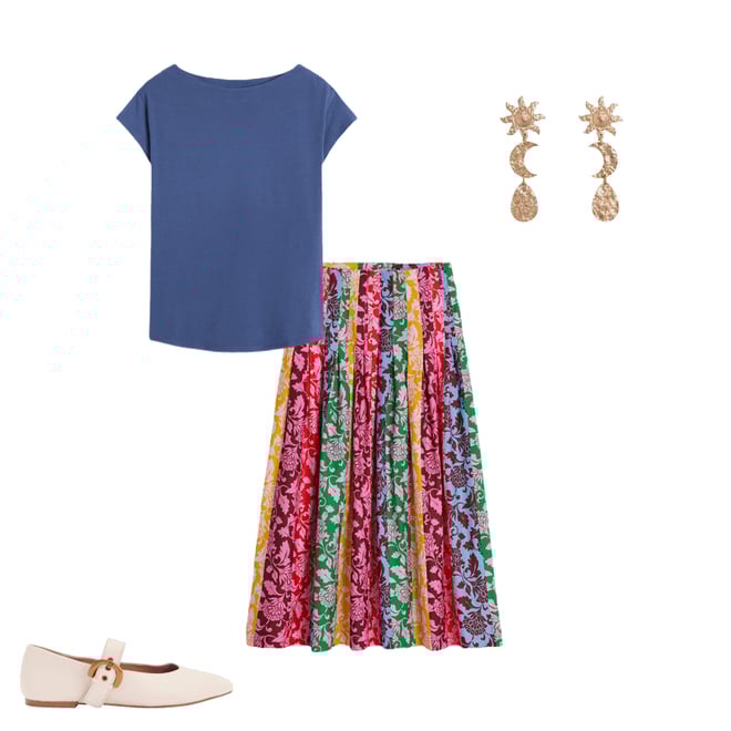 6th bundle featuring 3 items which compliment Valentina Poplin Midi Skirt-Multi, Ornate Vine Hotch