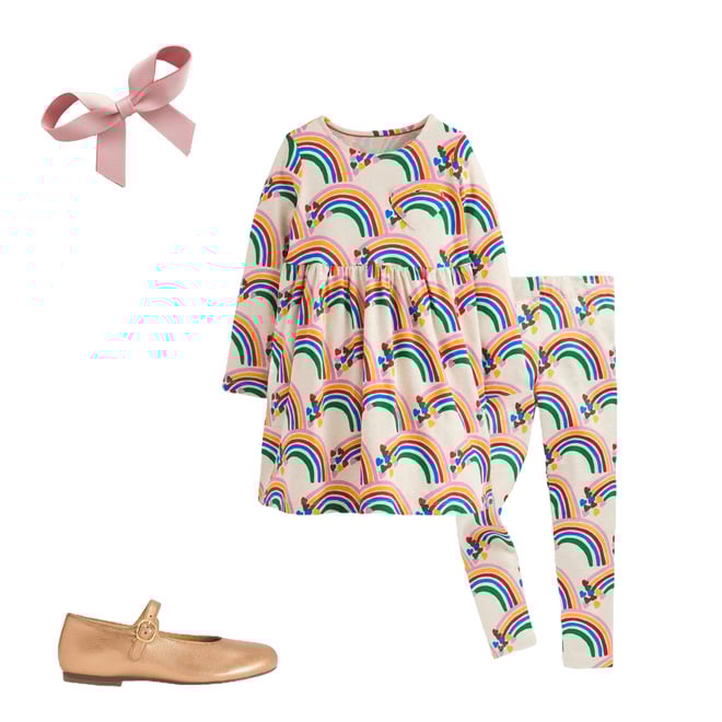 2nd bundle featuring 3 items which compliment Heart Pocket Fun Jersey Dress-Oatmeal Marl Rainbow Hearts