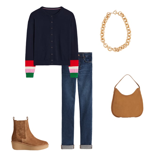 3rd bundle featuring 4 items which compliment Lara Relaxed Cotton Cardigan-Navy, Cuff Stripe