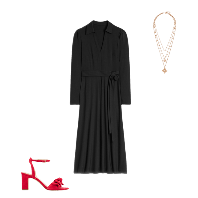 Imogen Collared Jersey Dress-Black | Boden USA
