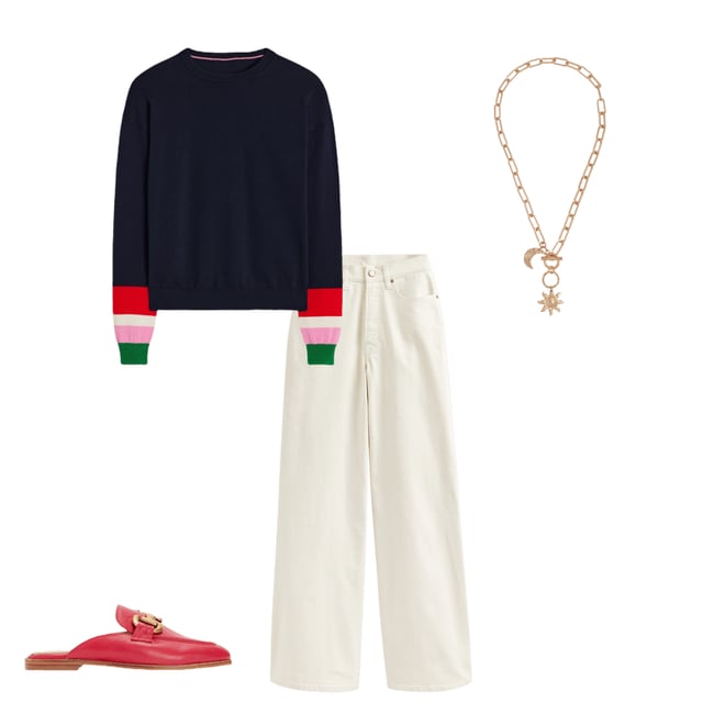 3rd bundle featuring 3 items which compliment Lara Relaxed Cotton Jumper-Navy Cuff Stripe